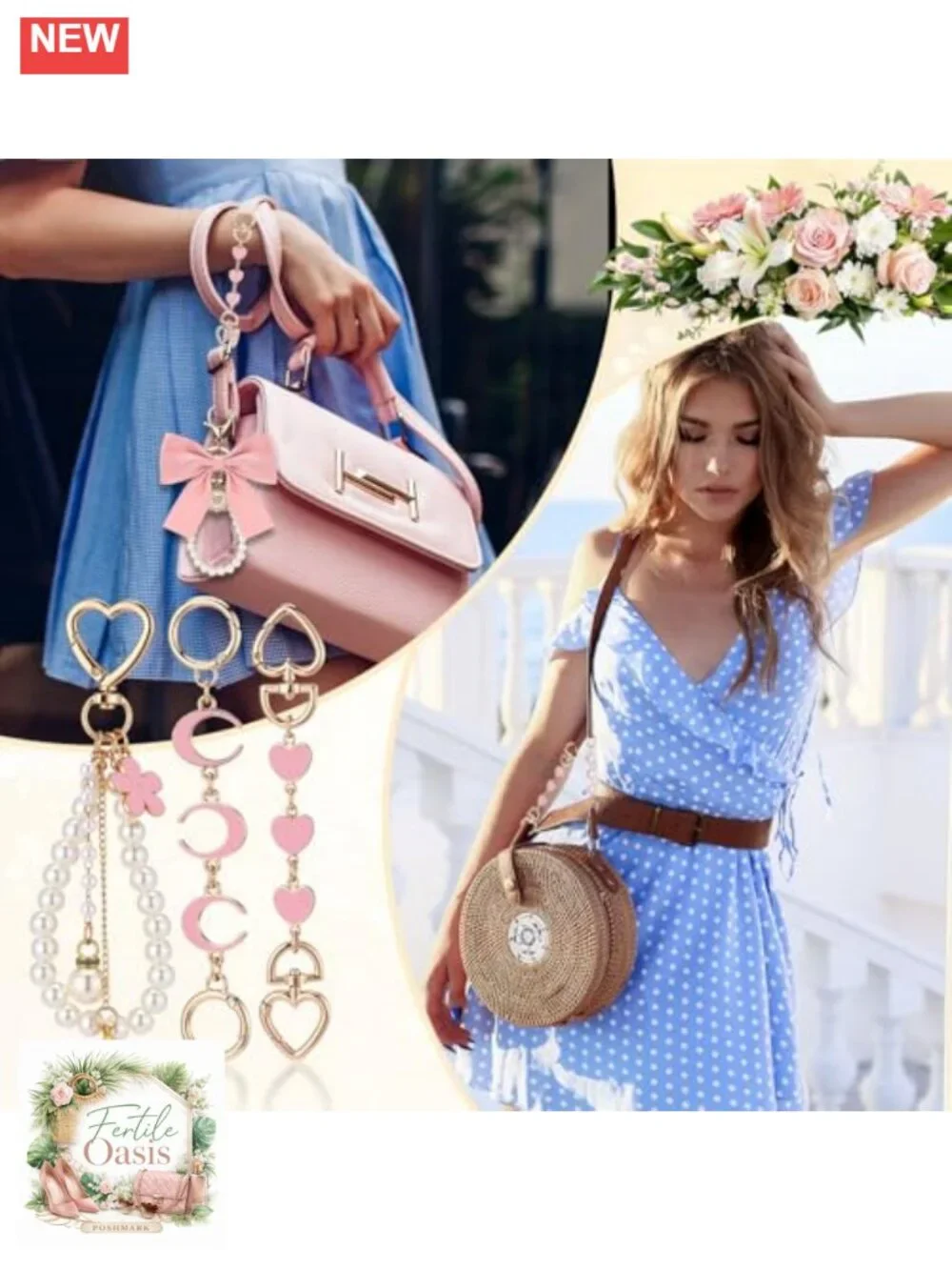 5 Pcs Bag Extender Chain Purse Strap Extender Pearl Bow Keychain Alloy Metal